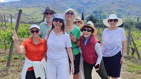 Guests posing for a photo on their Discover Portugal tour.