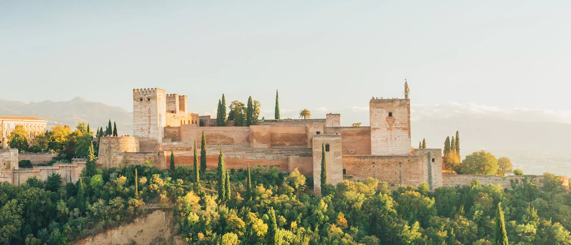 A view of the Alhambra fortress in Spain.
