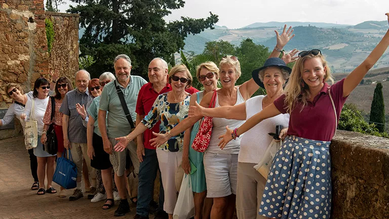 Guests posing on a small group tour with their expert Tour Leader.
