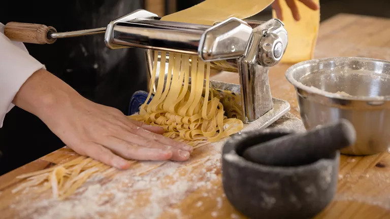 A traditional Tuscan meal being prepared.