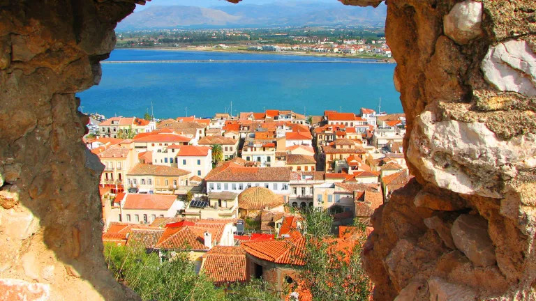 Pretty scene of town and sea in Italy