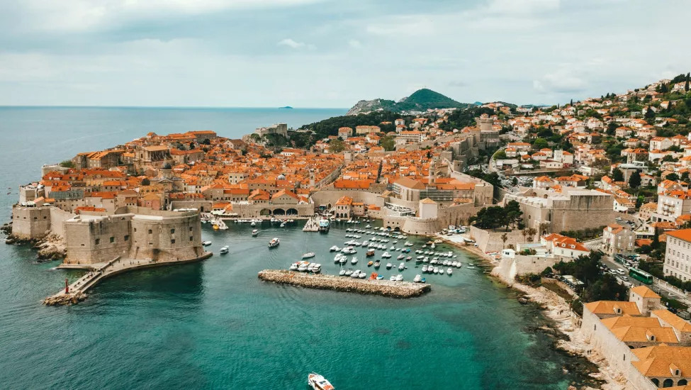 An overhead view of the Old Port in Dubrovnik.