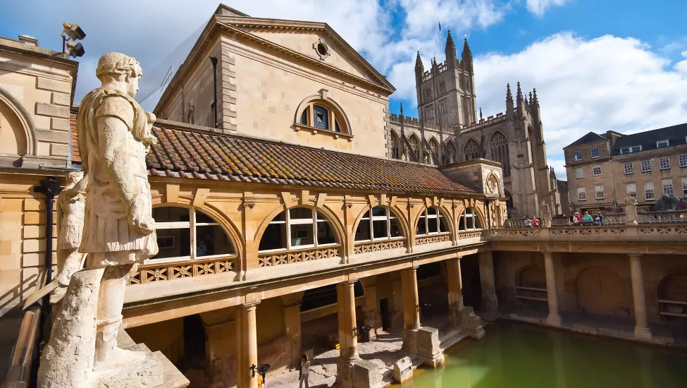 A view of the Roman Baths, excellently preserved.
