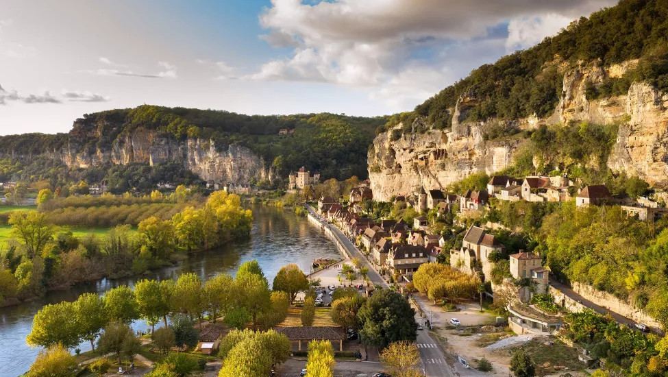 An aerial view of the medieval town of Sarlat-La-Caneda in South-West France.