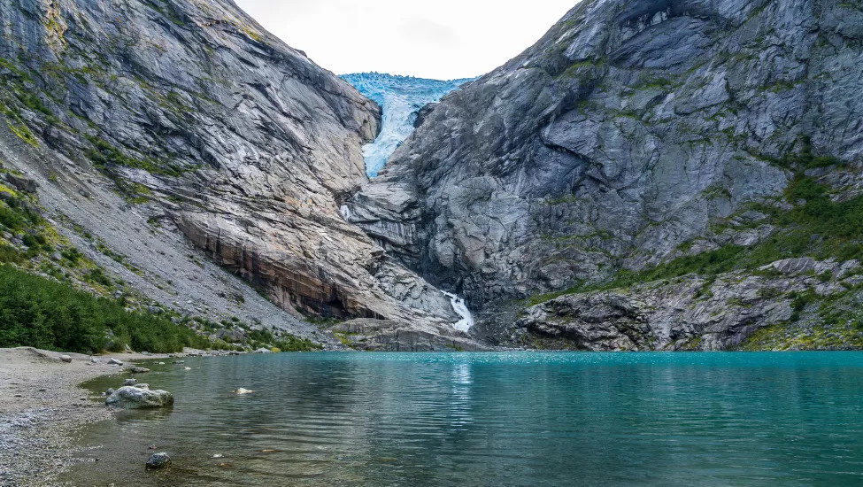 A view of the Briksdal Glacier in the Jostedal Glacier National Park, in Norway.