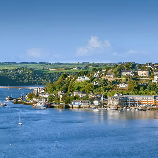 A landscape view of the town of Kensale, renowned for its colourful houses and it's proximity to Charles Fort.