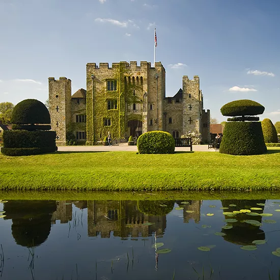 A view of Hever Castle and its famous gardens.