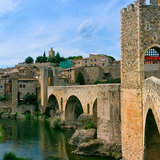 A view of the old medieval Besalú Bridge.
