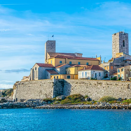 A view of the coast of the Resort town of Antibes in Southern France.