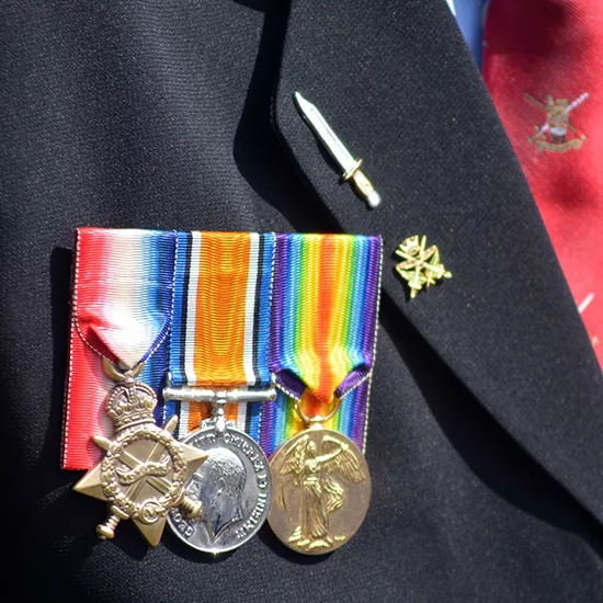 Medals adorned on a uniform during the Dawn Service.